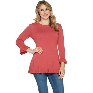 NEW Isaac Mizrahi Live! Peplum Sweater XXS Pink